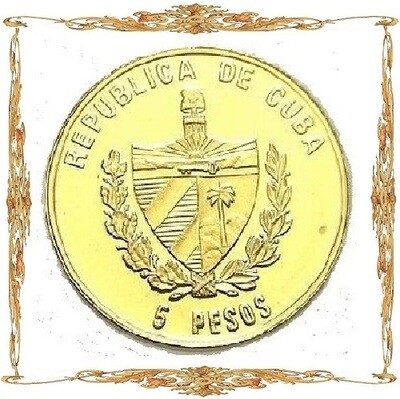 Cuba. 5 pesos. Gold.