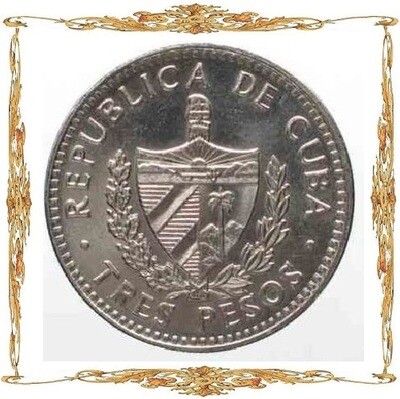 Cuba. 3 pesos. CUP. Commemorative and circulation coins.