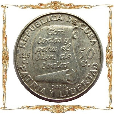 Cuba. 50 centavos. Silver. Commemorative and circulation coins.