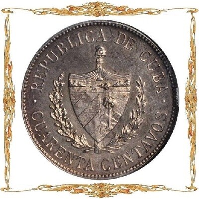 Cuba. 40 centavos. Silver. Circulation coins.