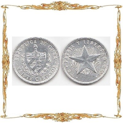 Cuba. 20 centavos. Silver. Commemorative and circulation coins.