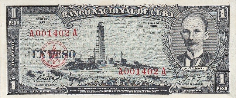 Куба. Бумажные деньги. 1956. 1 песо * 100 штук. Хосе Марти. Тип: 1956. Серия/№: . Подпись: . Catalog #. PRESS (UNC)
