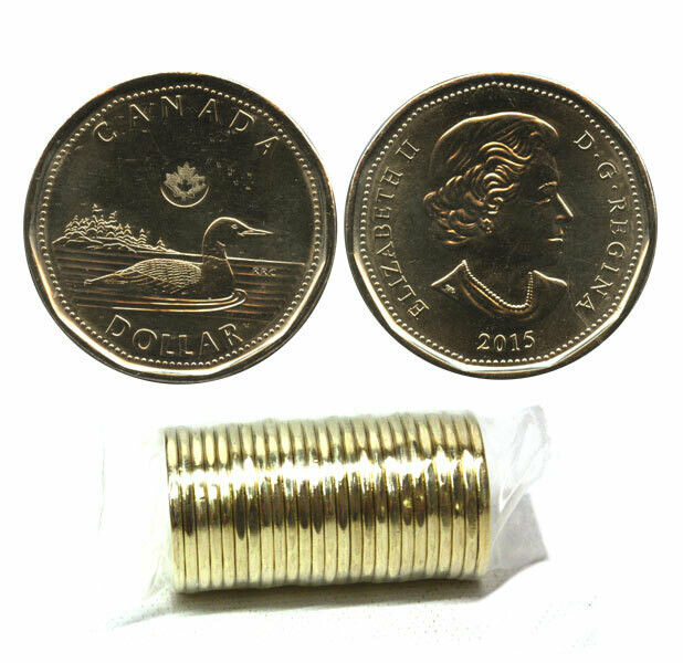 Канада. Елизавета II. 2015. 1 доллар - ролл из 25 монет. Селезень. Ni-Cu. KM#. UNC