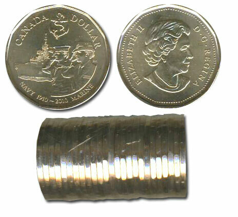 Канада. Елизавета II. 2010. 1 доллар - ролл из 25 монет. 1910-2010. 100 лет Канадскому флоту. Ni-Cu. KM#. UNC