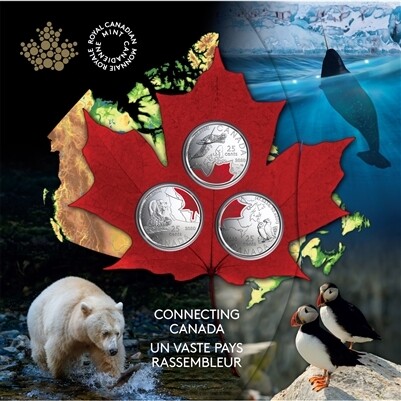 Канада. Елизавета II. 2020. 25 центов. Набор из трёх монет. Серия: Объединённая Канада. UNC Note: В подарочной упаковке.