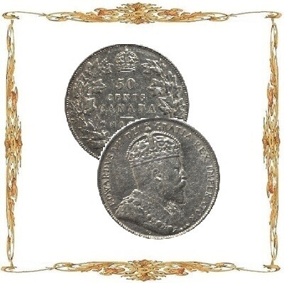 Монеты Канады. Эдвард VII. 50¢. Ag. Циркуляционные монеты.