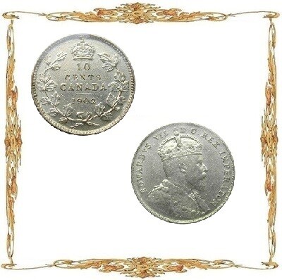 Монеты Канады. Эдвард VII. 10¢. Ag. Циркуляционные монеты.