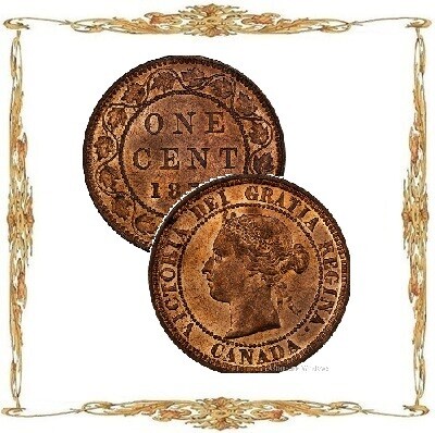 Монеты Канады. Виктория. 1¢. Медь. Циркуляционные монеты.