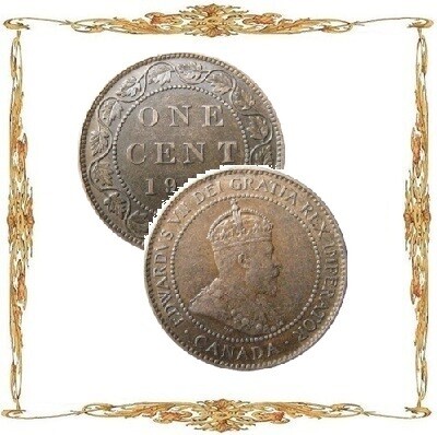 Монеты Канады. Эдвард VII. 1¢. Cu. Циркуляционные монеты.