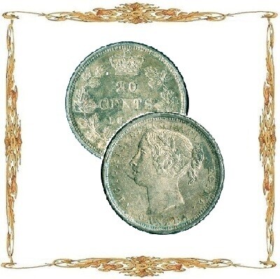 Монеты Канады. Виктория. 20¢. Серебро. Циркуляционные монеты.
