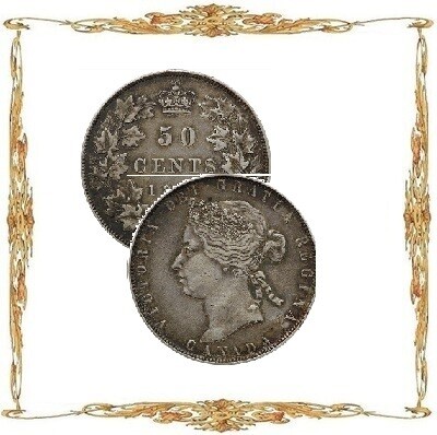 Монеты Канады. Виктория. 50¢. Серебро. Циркуляционные монеты.