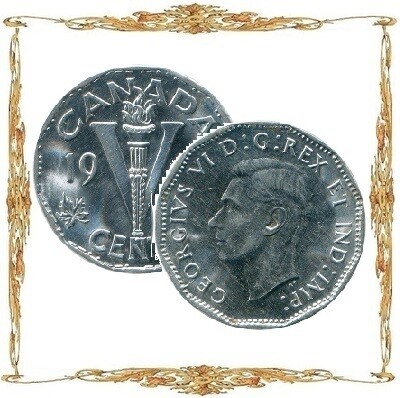 Монеты Канады. Георг VI. 5¢. Циркуляционные монеты.