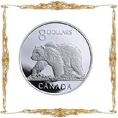 Монеты Канады. Елизавета II. $8. Серебро. Инвестиционные и памятные монеты.