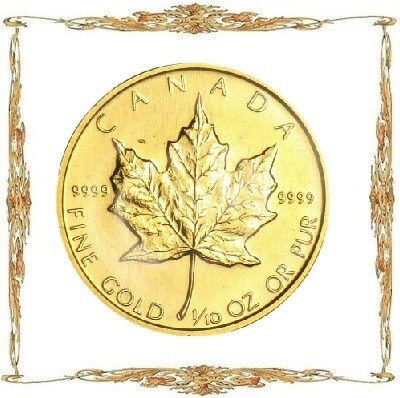 Монеты Канады. Елизавета II. $5. Золото. Кленовый лист. Инвестиционные монеты.