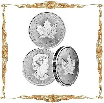 Монеты Канады. Елизавета II. $5. Серебро. Кленовый лист. Инвестиционные монеты.