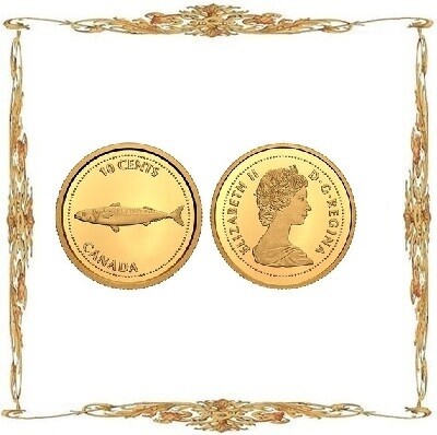 Монеты Канады. Елизавета II. 10¢. Золото. Коллекционные, памятные и инвестиционные монеты.