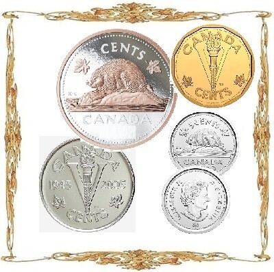 Монеты Канады. Елизавета II. 5 ¢. Коллекционные, памятные и циркуляционные монеты.