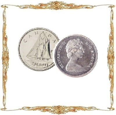 Монеты Канады. 10 ¢. Серебро. Циркуляционные монеты.