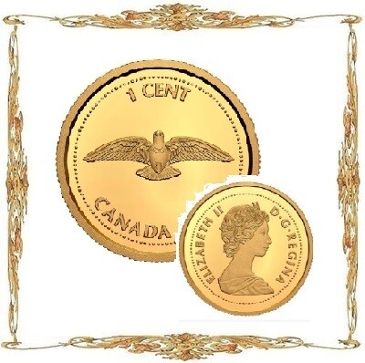 Монеты Канады. 1 ¢. Золото. Коллекционные монеты.