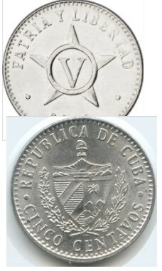 Cuba. 1963-2020. 5 CENTAVOS - roll of 40 coins (MIX). Star. Type: 1915. Aluminium. 1.500 g., VF/XF