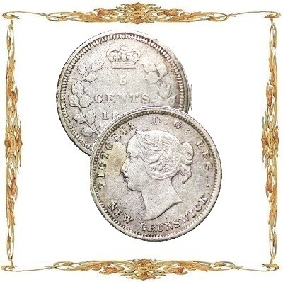 Монеты Канады. Провинция Нью-Брансуик. 5¢. Серебро. Циркуляционные монеты.