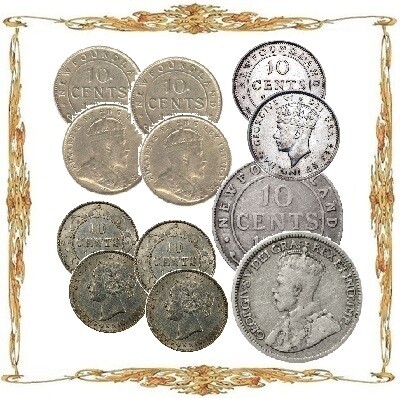 Монеты Канады. Провинция Ньюфаундленде. 10¢. Серебро. Циркуляционные монеты.