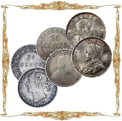 Монеты Канады. Провинция Ньюфаундленде. 20¢. Серебро. Циркуляционные монеты.