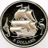 5 долларов Серебро Багамских островов