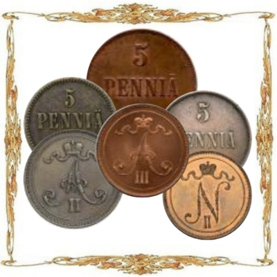 Российская Империя. (1700-1917). 5 пенни. Медь. Циркуляционные монеты.