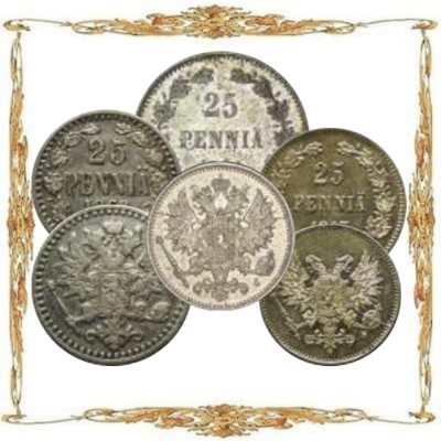 Российская Империя. (1700-1917). 25 пенни. Серебро.