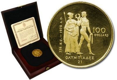 Канада. Елизавета II. 1976. 100 долларов. XXI Летние Олимпийские Игры в Монреале - Канада. #01b. 0.91667 Золото 0.6 Oz., AGW., 16.965 g., PROOF PF60. Канада. Елизавета II. 1976. 100 долларов. XXI Летние Олимпийские Игры в Монреале - Канада. #01b. 0.91667 Золото 0.6 Oz., AGW., 16.965 g., PROOF PF60.