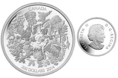 Канада. Елизавета II. 2014. 200 долларов. Серия: $200 за $200. #01. Непроходимые леса Канады. 0.9999 Серебро 2.21 Oz., ASW., 62.69 g., PROOF PF60. Канада. Елизавета II. 2014. 200 долларов. Серия: $200 за $200. #01. Непроходимые леса Канады. 0.9999 Серебро 2.21 Oz., ASW., 62.69 g., PROOF PF60.