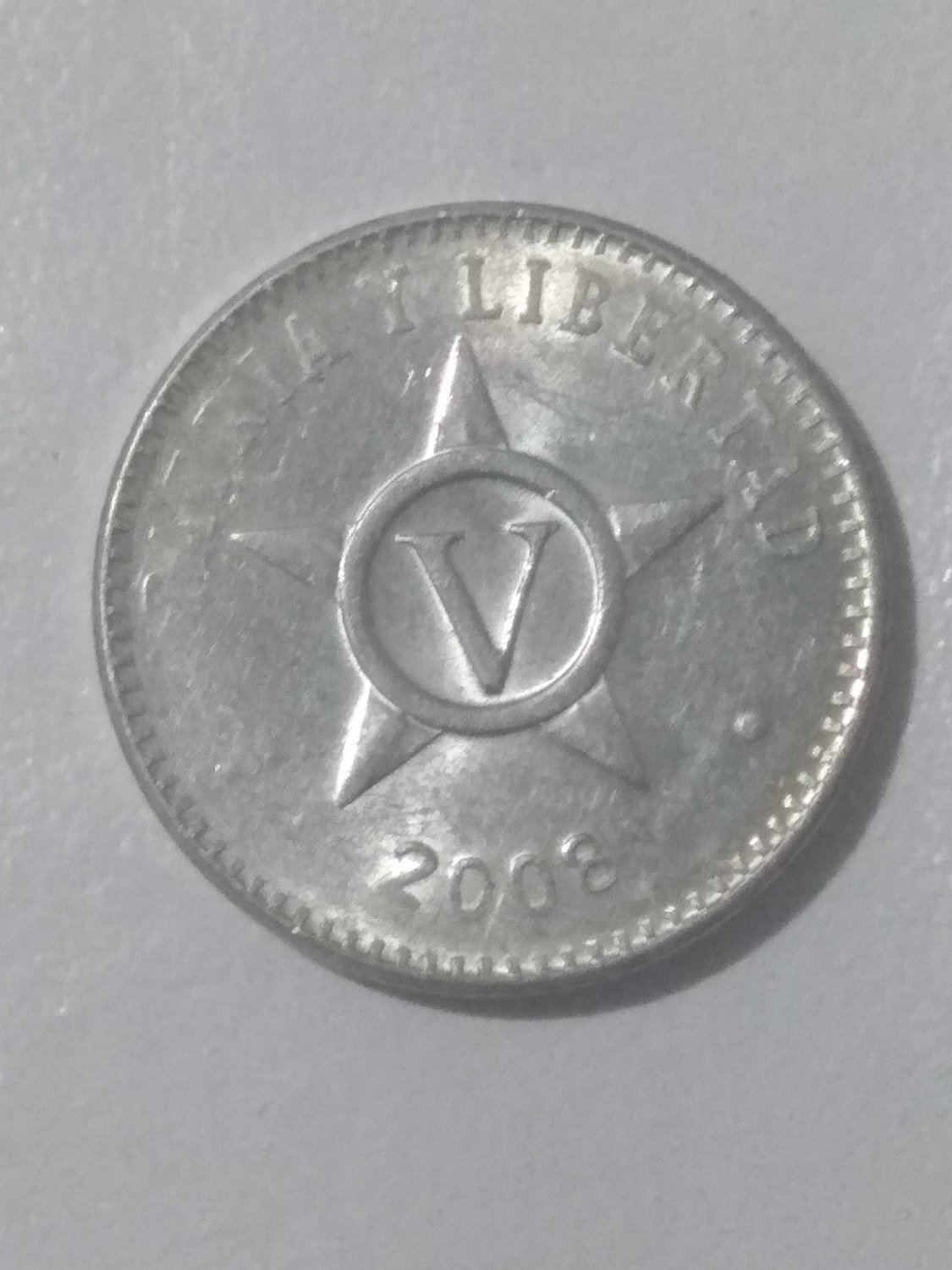 Cuba. 2008. 5 centavos CUP. Star. Type: 1915. Aluminium. 1.500 g., KM#34. AU