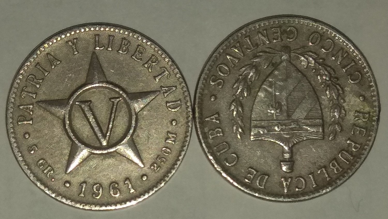 Cuba. 1961. 5 centavos. Star. Type: 1915. Cu-Ni 5.00 g., KM#11.3. XF