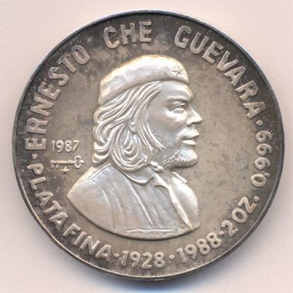 Cuba. 1987. 20 pesos. Series: Heroes of Revolution. -#5. 60th Anniversary - Brith of Ernesto Che Guevara. 0.999 Silver. 1.9849 Oz ASW. 62.20g. KM#170. PROOF. Mintage: 500
