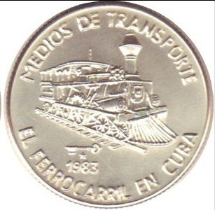 Cuba. 1983. 5 pesos. Series: Means of Transport - #1. The Railroad in Cuba. 0.999 Silver. 0.6458 Oz ASW. 24.0g. BU. Aledon #AGEE 123. UNC. Mintage: 100. VERY RARE Cuba. 1983. 5 pesos. Series: Means of Transport - #1. The Railroad in Cuba. 0.999 Silver. 0.6458 Oz ASW. 24.0g. BU. Aledon #AGEE 123. UNC. Mintage: 100. VERY RARE