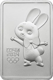 РФ. 2013. 3 рубля. ММД. Серия: XXII Олимпийские зимние игры и XI Паралимпийские зимние игры 2014 года в г. Сочи. Зайка. 0.999 Серебро 1.00 Oz, ASW., 31.50 g. UC. Mintage: <300,000 РФ. 2013. 3 рубля. ММД. Серия: XXII Олимпийские зимние игры и XI Паралимпийские зимние игры 2014 года в г. Сочи. Зайка. 0.999 Серебро 1.00 Oz, ASW., 31.50 g. UC. Mintage: <300,000