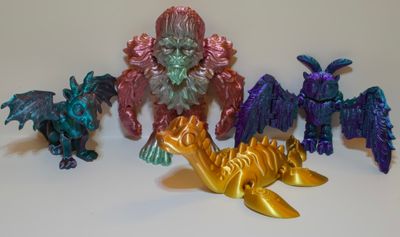 Cryptid Fidget Set, Bigfoot, Nessie, Mothman and Jersey Devil-2 sizes