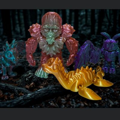 Cryptid Fidget Set, Bigfoot, Nessie, Mothman and Jersey Devil-2 sizes