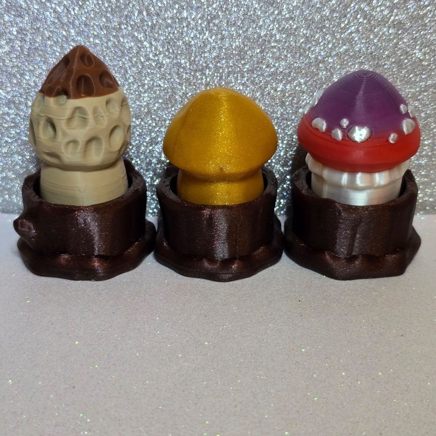 Clicky Mushrooms, 2 inch-set of 3