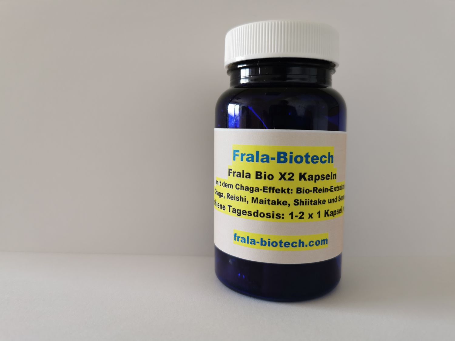 Frala Bio X2 capsules with the chaga effect: Pure organic extracts from chaga, reishi, maitake, shiitake and sun mushroom