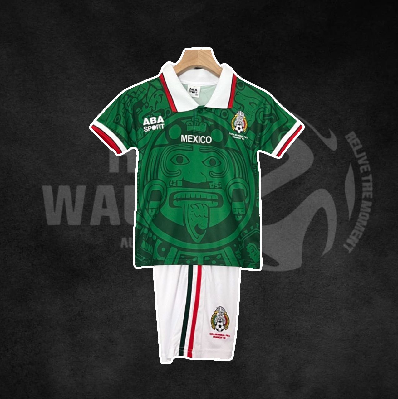 Mexico 1998 World Cup Home Retro Kids Kit
