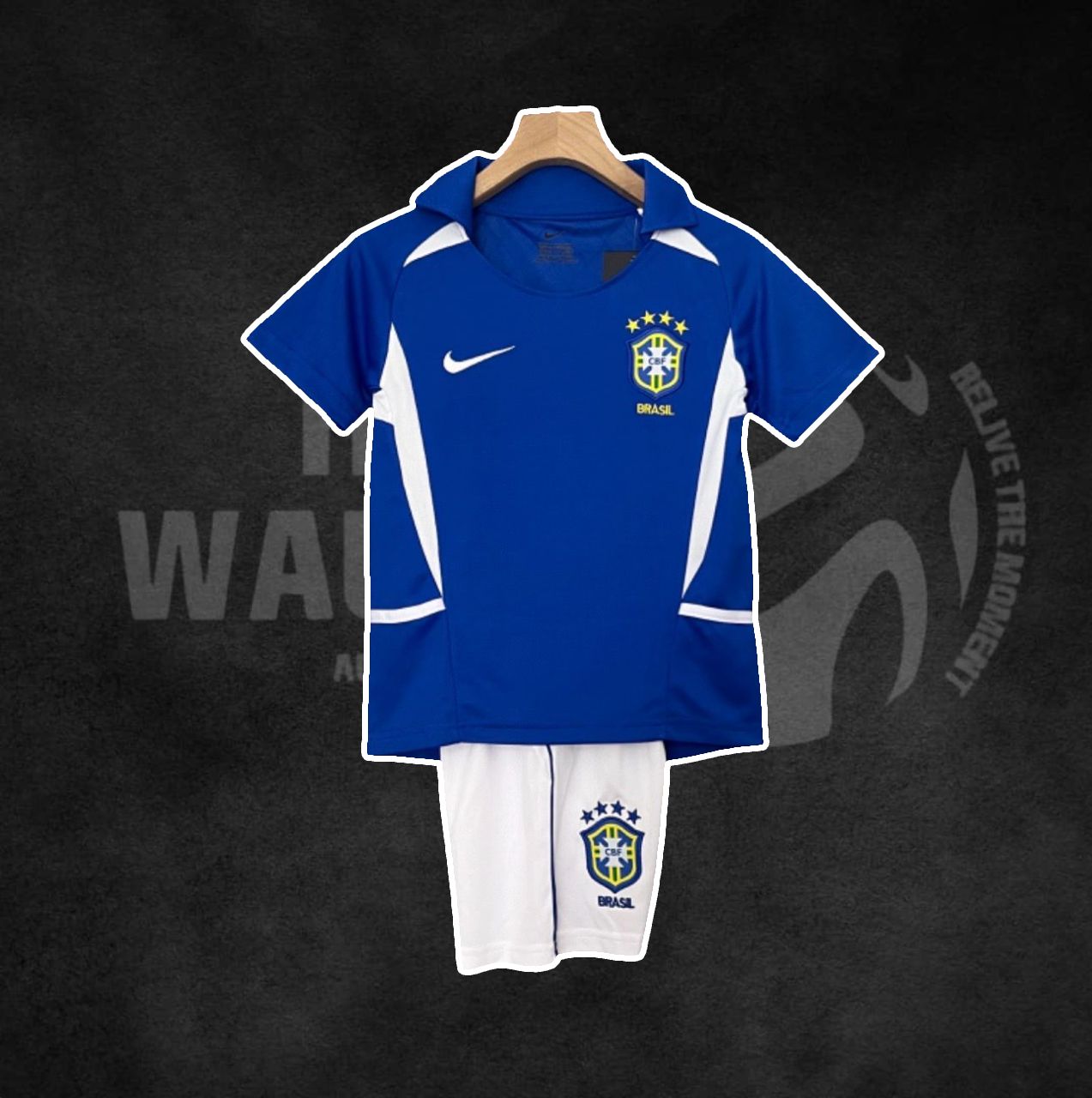 Brazil World Cup 2002 Retro Away Kids Kit
