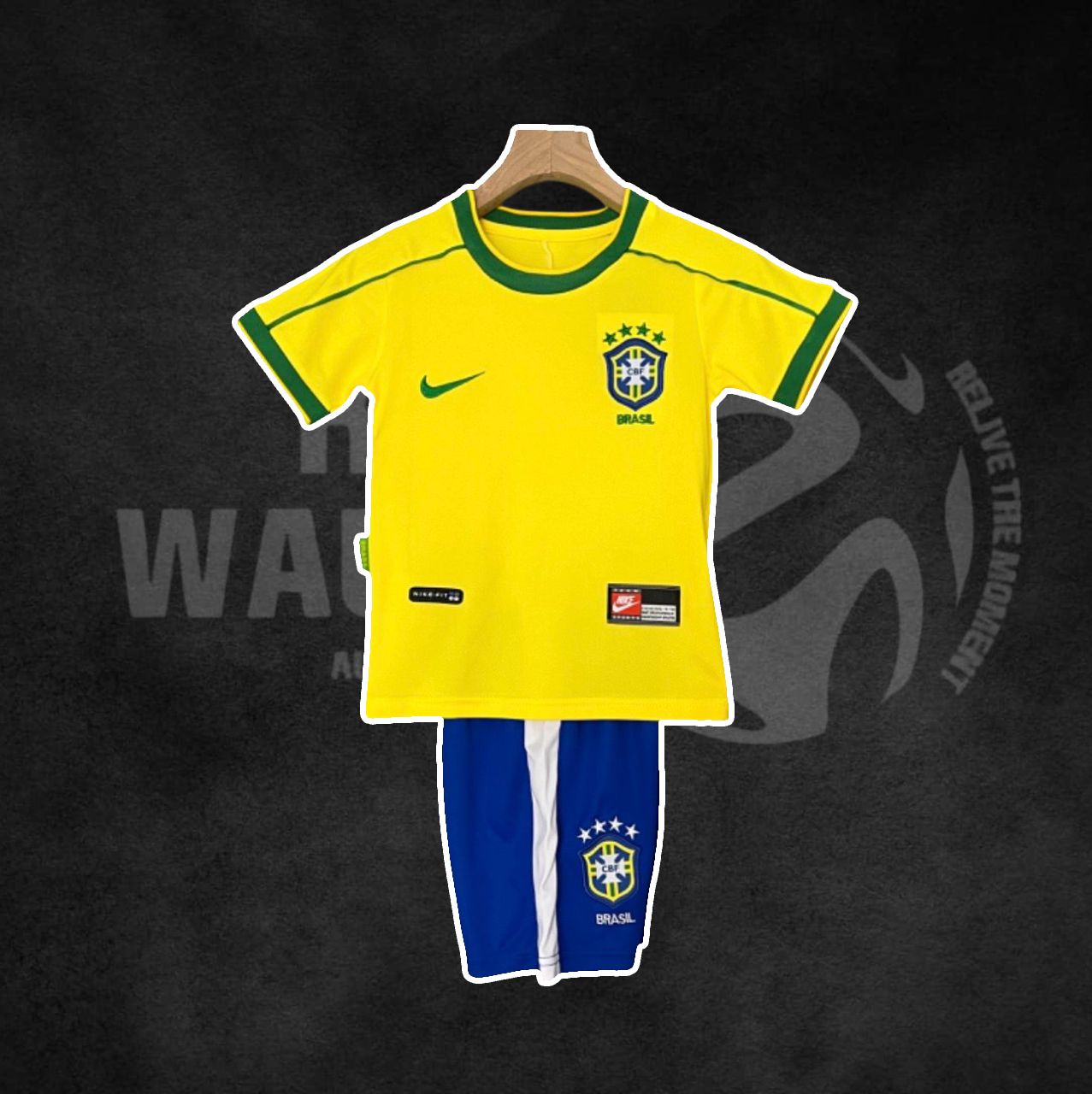 Brazil 1998 World Cup Home Retro Kids Kit