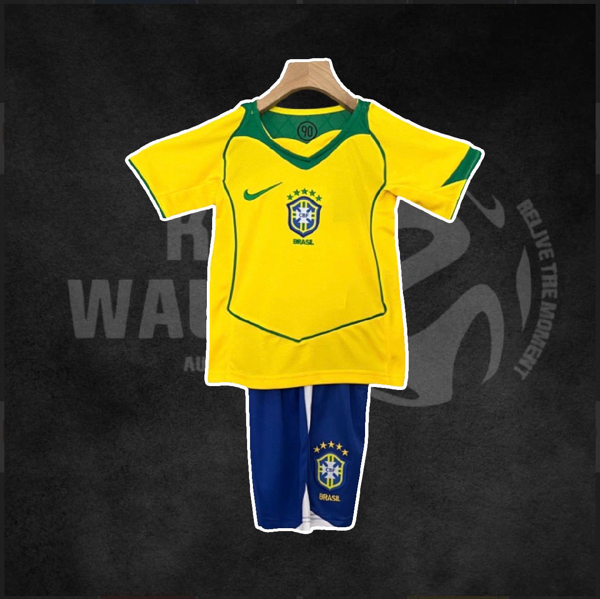 Brazil 2004 Copa America Home Retro Kids Kit