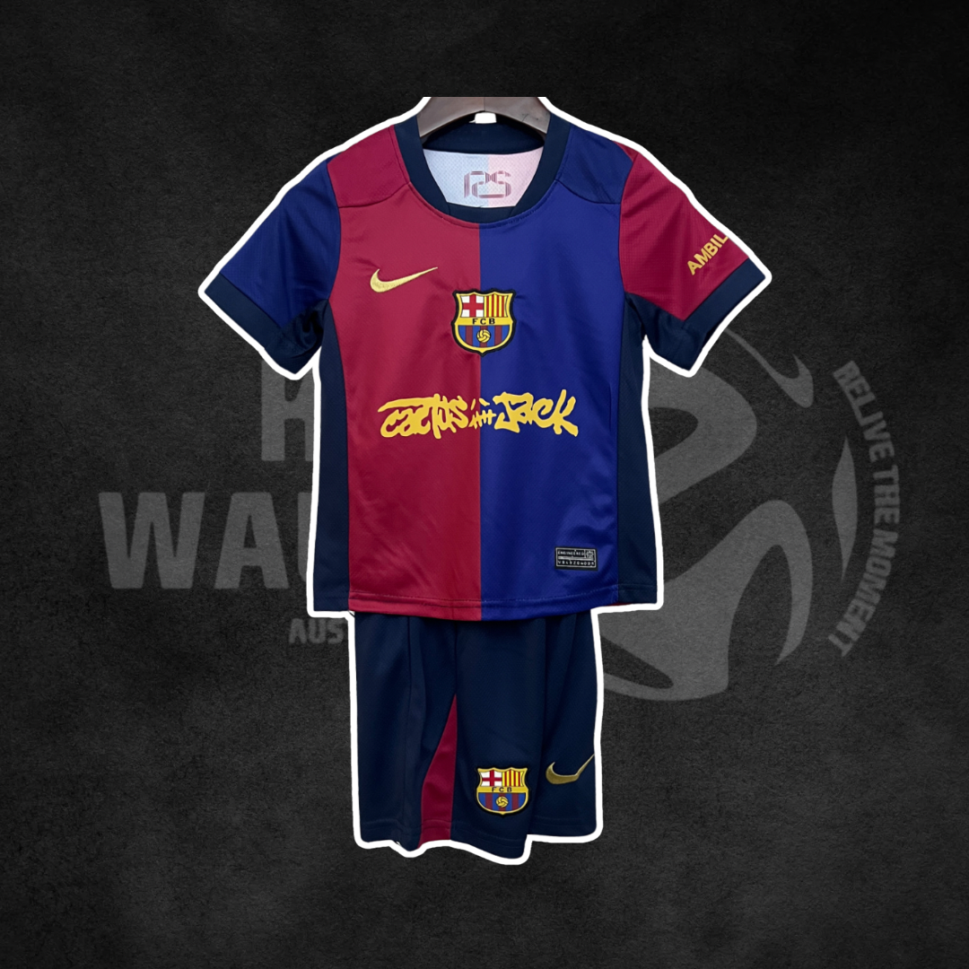 FC Barcelona x Travis Scott 2024/25 Home Kids Kit