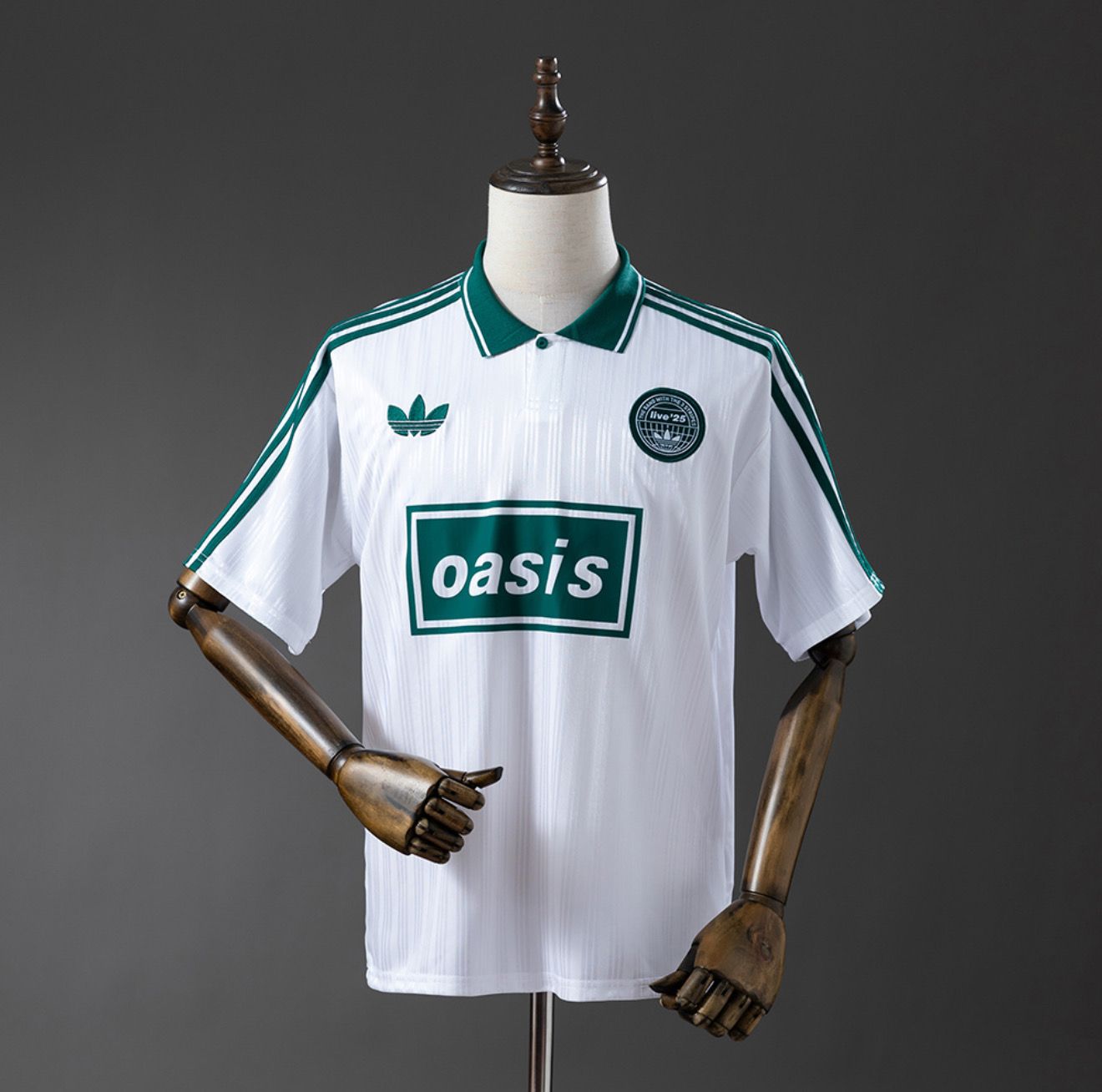 Oasis x Adidas White And Green Jersey