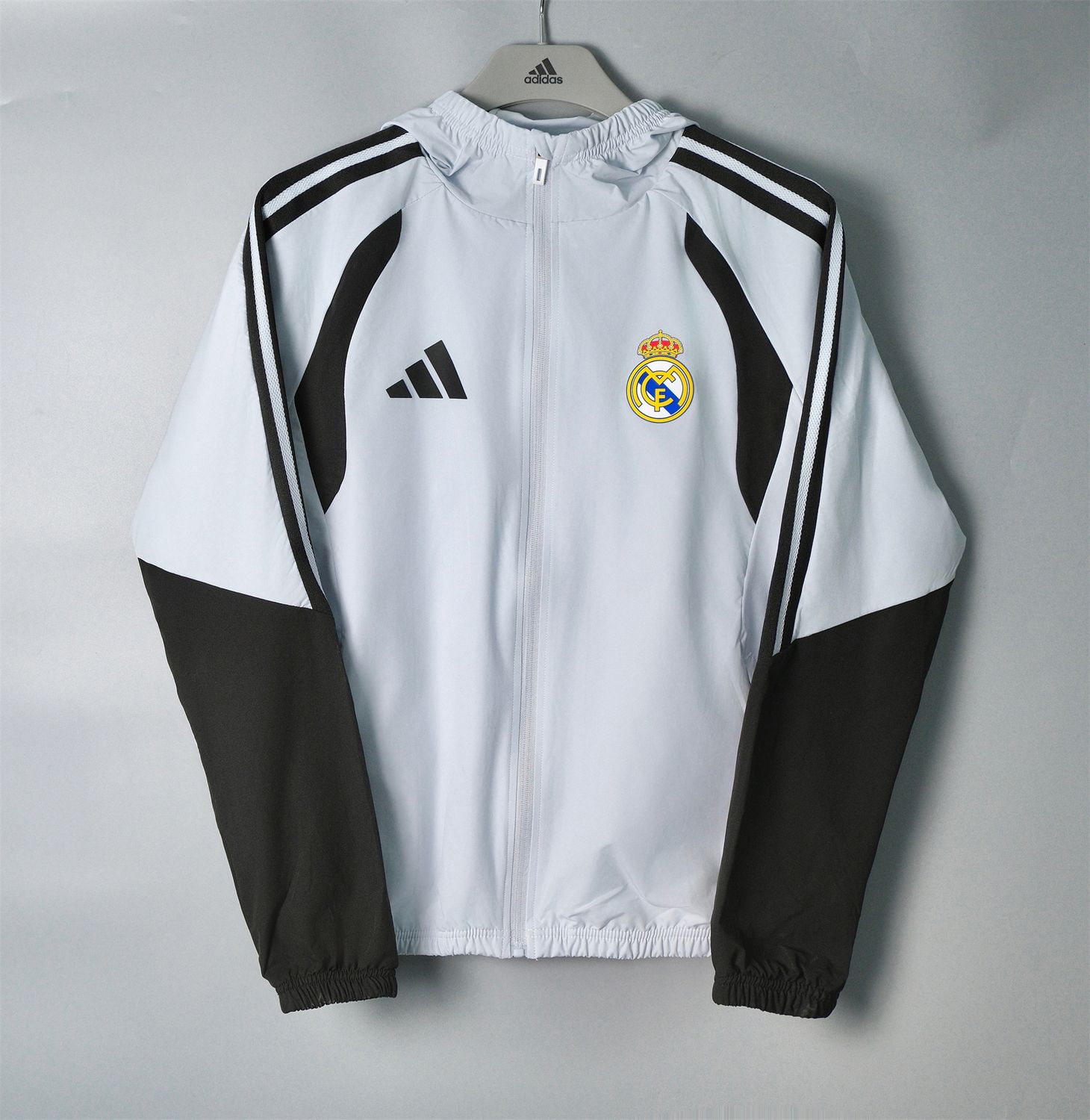 Real Madrid 26/27 Hooded Windbreaker (Light Grey)