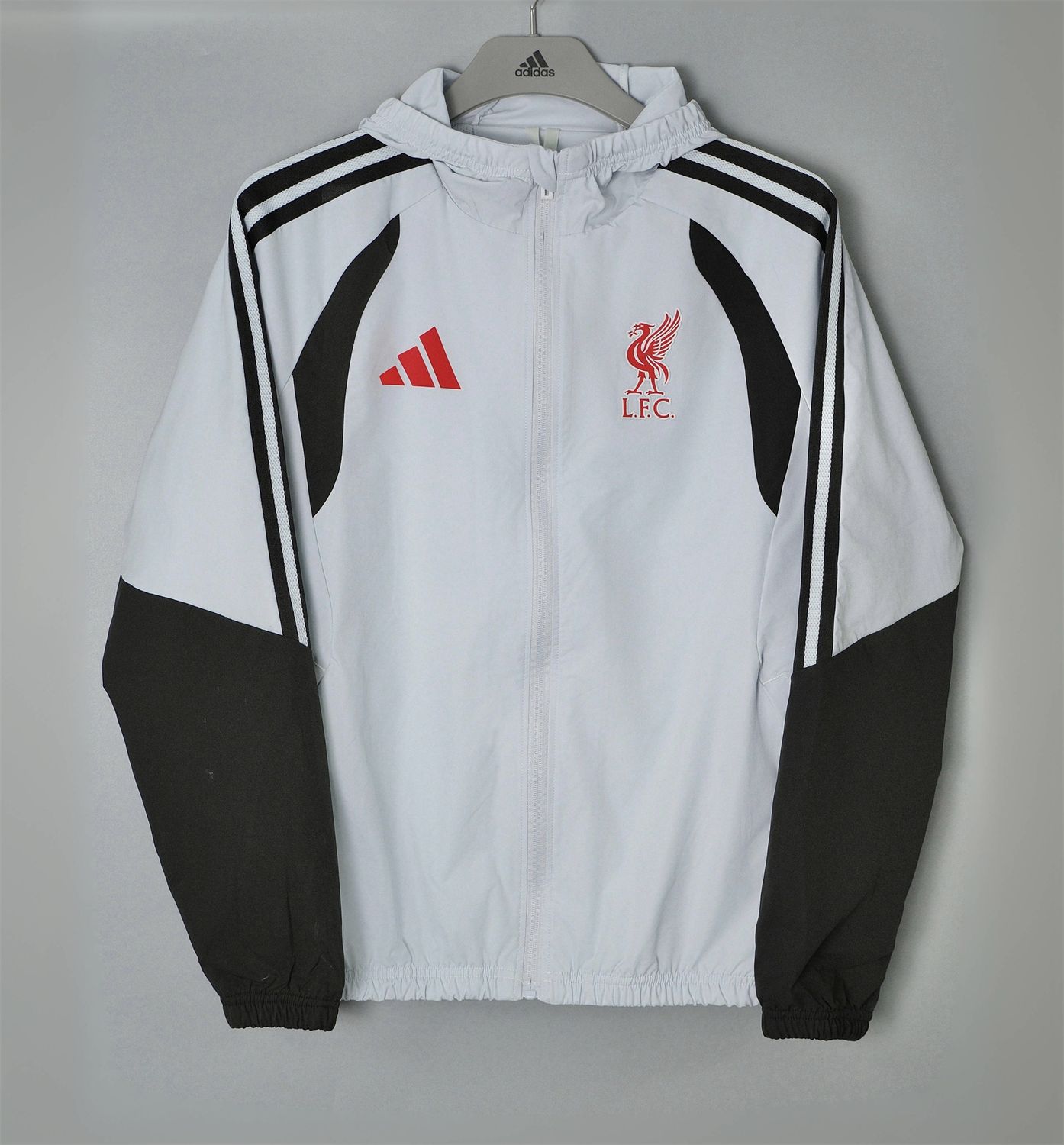 Liverpool FC 26/27 Hooded Windbreaker (Light Grey)