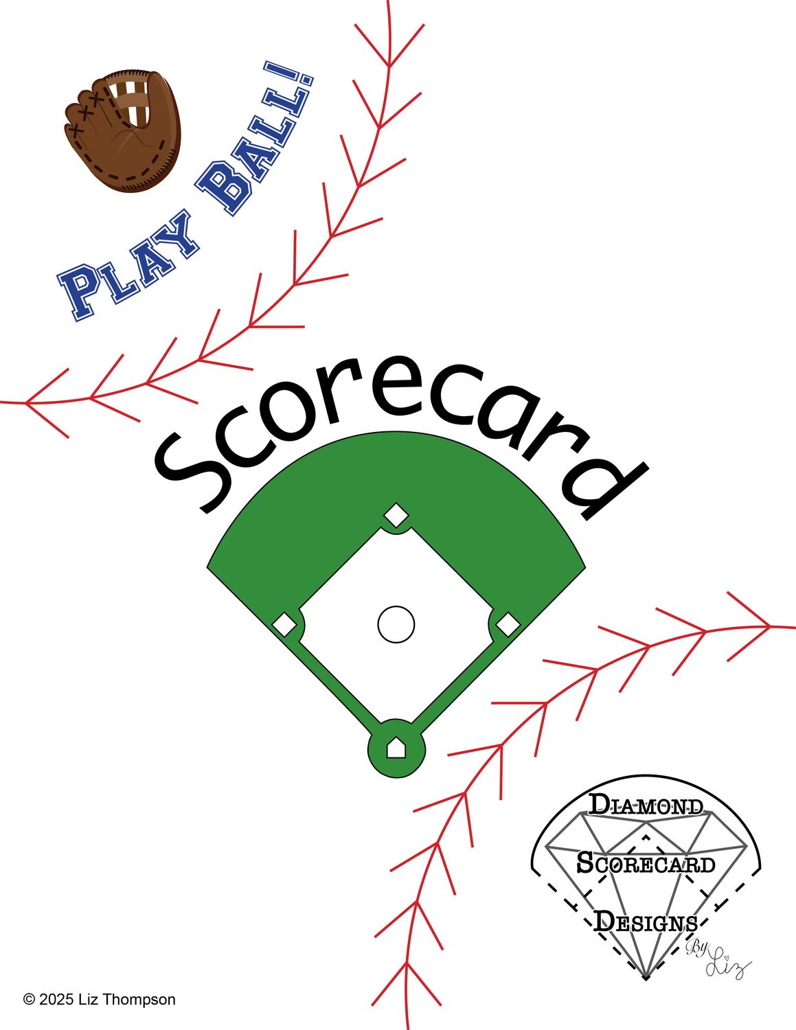 Press Box Scorecard Design w/ Blue Diamond - Digital Download